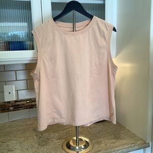 Garnet Hill Sleeveless Tan Top Size Large Organic Cotton